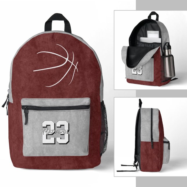 custom colours basketball athlete printed backpack (Basketball backpack - 3 views)
