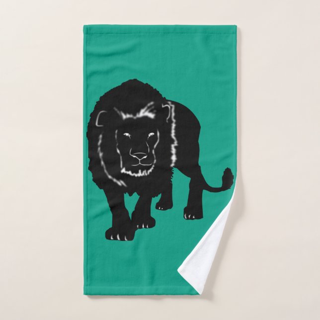 Custom Colours Bath Towels with Lion Silhouette (Hand Towel)