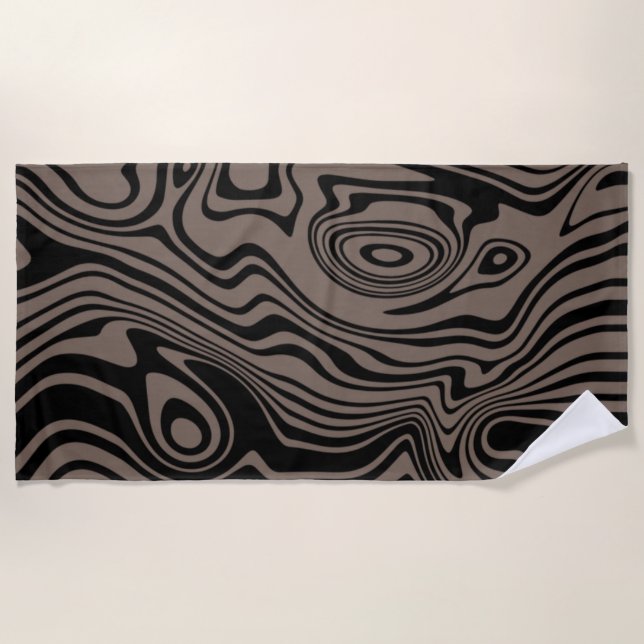 Custom Colours Beach Towel Abstract Waves - Brown (Front)