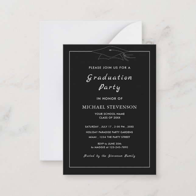 Custom Colours Black Graduation Invitations Exampl (Front)