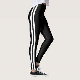 Custom Colours Black Leggings Two Side White Strip