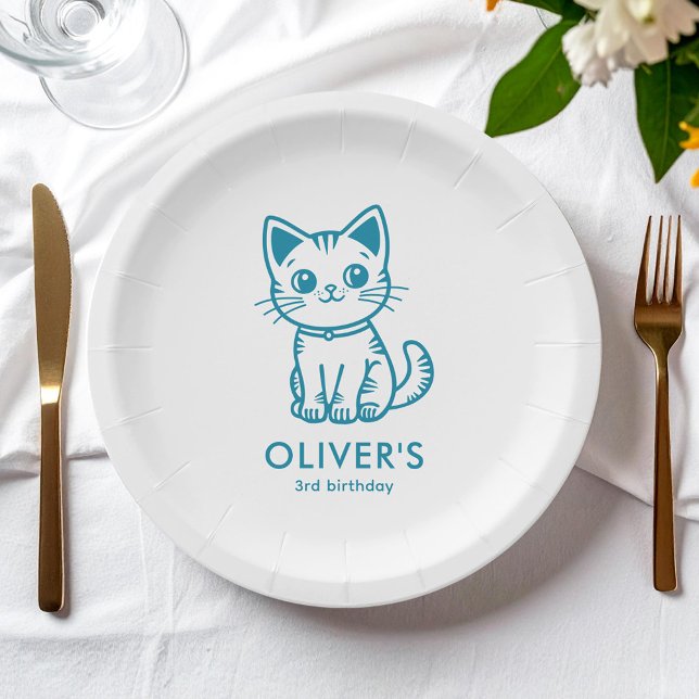 Custom colours blue kitten paper plate (Creator Uploaded)