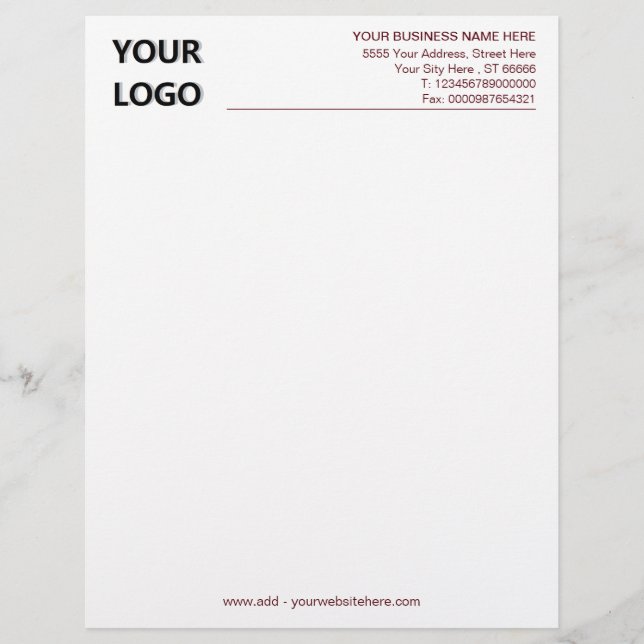 Custom Colours Business Office Letterhead with Log (Front)