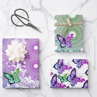 Custom Colours Butterfly Mandala Wrapping Paper Sheet