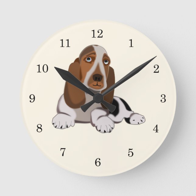 Custom Colours Clock with Cute Small Dog (Front)