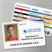 Custom Colours Codes Hospital Photo ID Badge