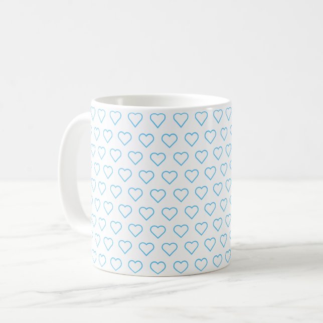 Custom Colours Coffee Mug with Hearts - Love Gift (Front Left)