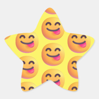 Custom Colours Face Savouring Food Emoji Pattern Star Sticker