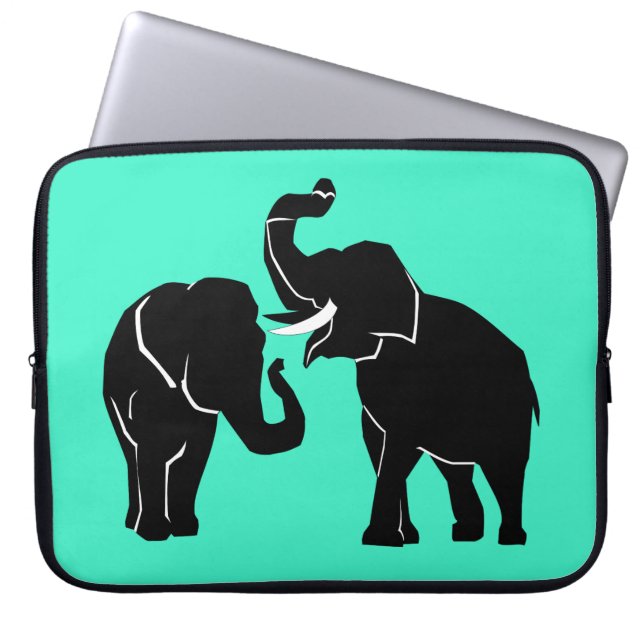 Custom Colours Laptop Sleeve with Elephant Couple (Front)