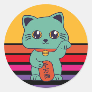 [Custom Colours] Lucky Maneki Neko Cat Classic Round Sticker