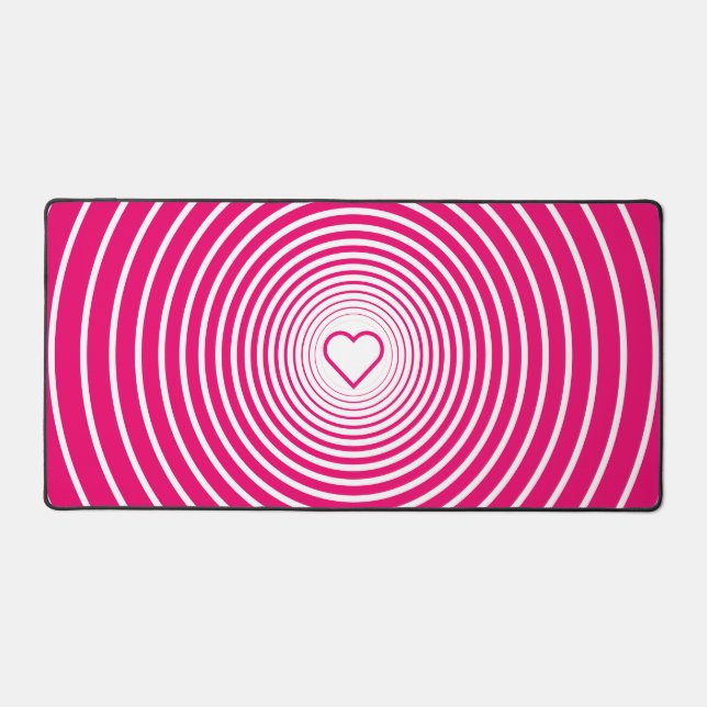Custom Colours Modern Pink Design with Heart Desk Mat (Front)