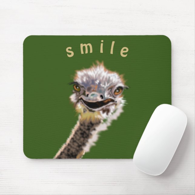 Custom Colours Mouse Pad with Happy Ostrich - Smil (With Mouse)