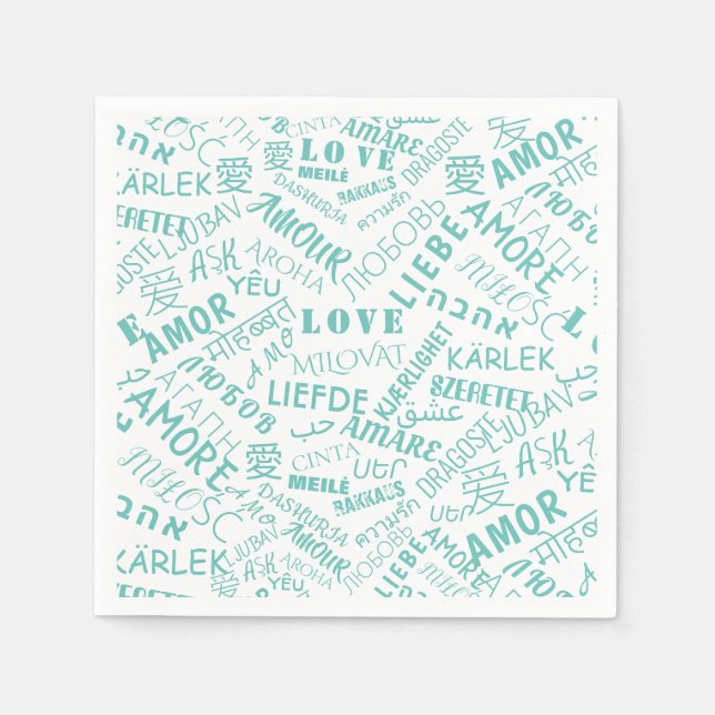 Custom Colours Napkins with Love Text Multilanguag (Front)
