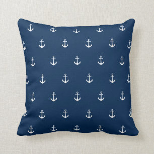 Custom Colours Nautical White Anchor Cushion
