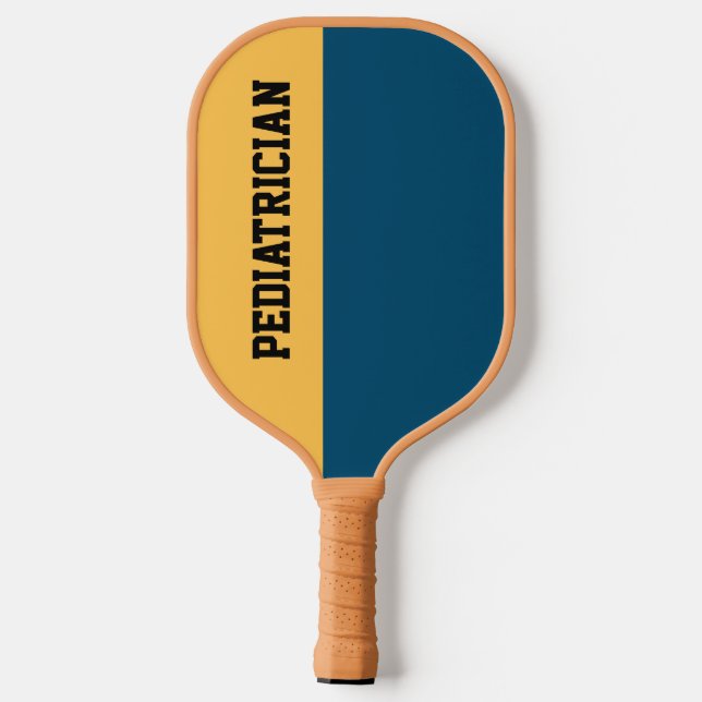 Custom Colours Navy Blue Yellow Paediatrician  Pickleball Paddle (Back)