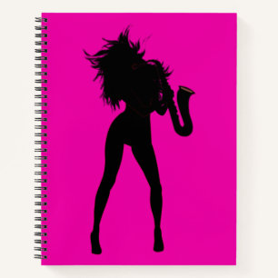 Custom Colours Notebook with Saxophone Girl - Pink