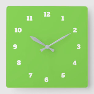 Custom Colours Numbers Font Personalised Greenery Square Wall Clock
