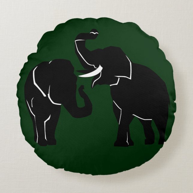 Custom Colours Round Pillow Elephants Couple (Front)