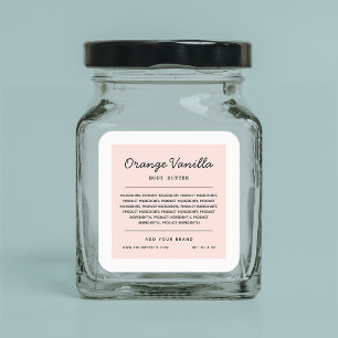 Custom Colours Script Lines Ingredients List Square Sticker