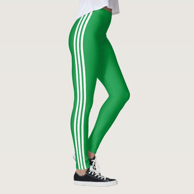 Custom Colours Side Stripes Sport Leggings - Green (Right)
