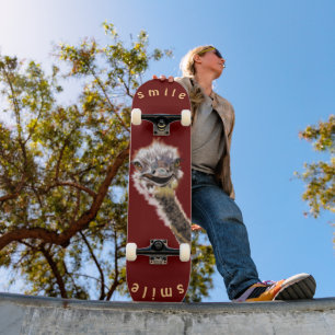 Custom Colours Skateboard - Happy Ostrich - Smile