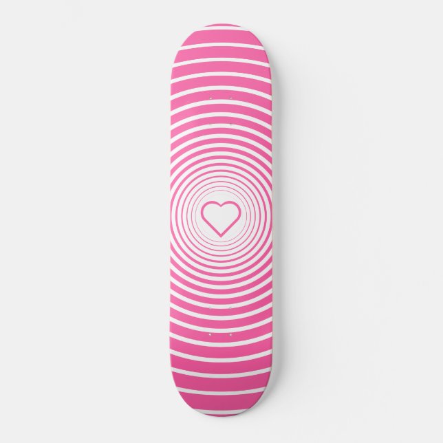 Custom Colours Skateboard - Heart Love - Pink (Front)