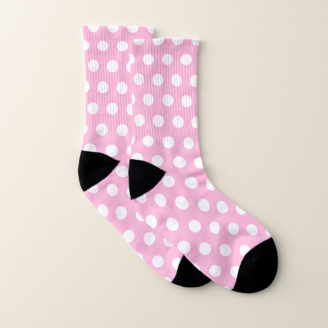 Custom Colours Socks - Pink with White Dots (Pair)