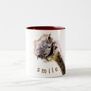 Custom Colours Text Mug - Happy Ostrich - Smile