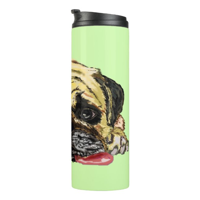 Custom Colours Thermal Tumbler with Funny Pug Dog (Rotated Right)
