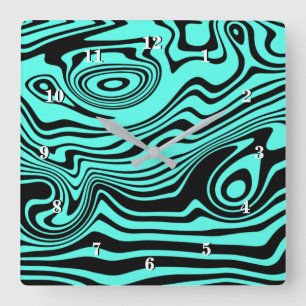 Custom Colours Wall Clock with Abstract Black Line
