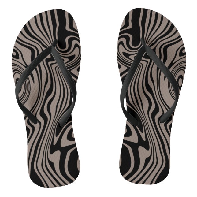 Custom Colours Waves Art Flip Flops - Brown (Footbed)