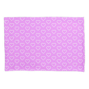 Custom Colours - White Hearts on a Purple Colours Pillowcase