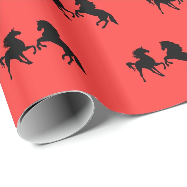 Custom Colours Wrapping Paper Horses Couple (Roll Corner)