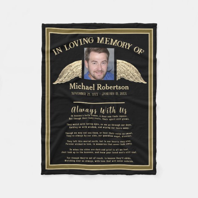 Custom Comforting Photo Memorial Blanket (Front)