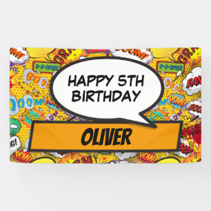 Custom Comic Book Superhero Birthday Party  Banner