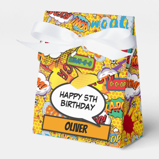 Custom Comic Book Superhero Birthday Party Favour Box (Front Side)