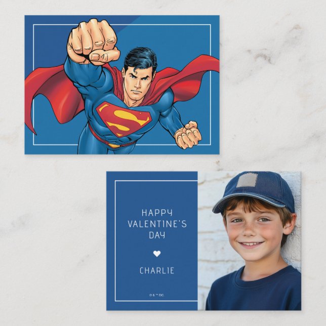 Custom Comic-Style Superman Photo Valentine Card (Front/Back)