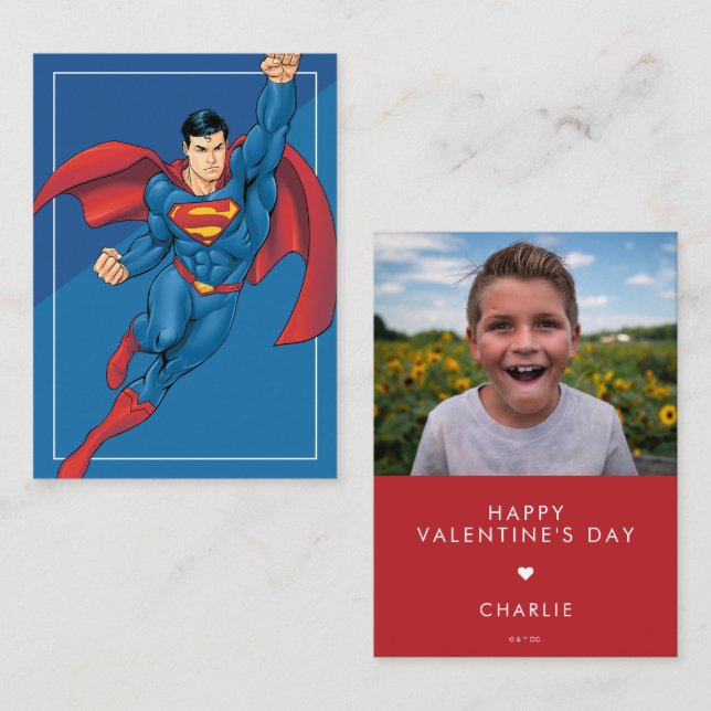Custom Comic-Style Superman Photo Valentine Card (Front/Back)