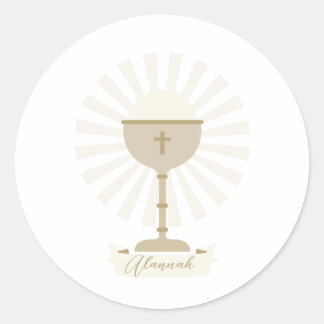 Custom Communion Gold Chalice  Classic Round Sticker