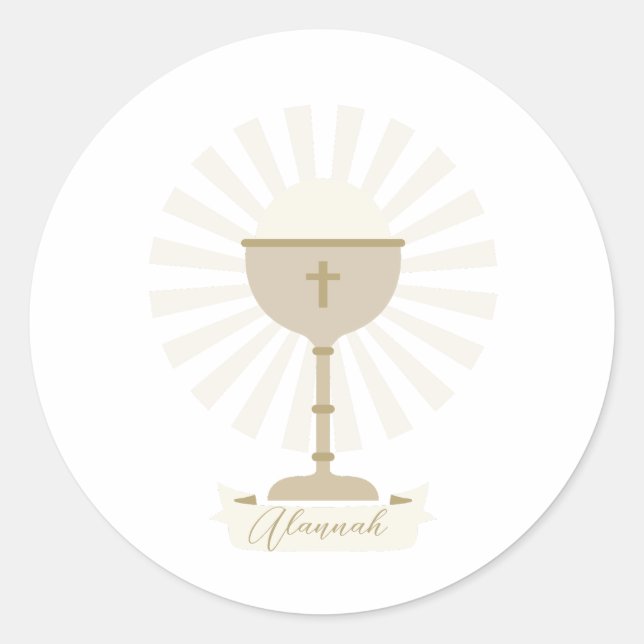 Custom Communion Gold Chalice  Classic Round Sticker (Front)