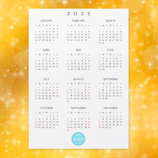 Custom Company Business Logo 2025 Calendar Card (Custom Company Business Logo 2025 Calendar Card)