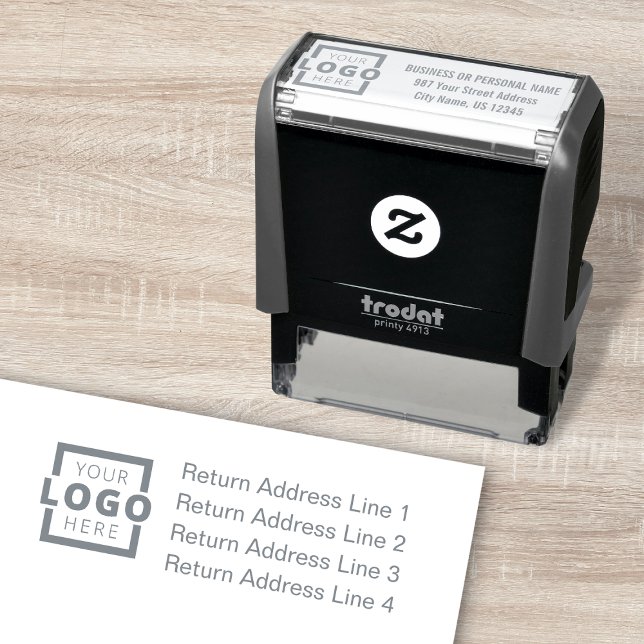 Custom Company Business Logo Address Self-inking Stamp (Creator Uploaded)