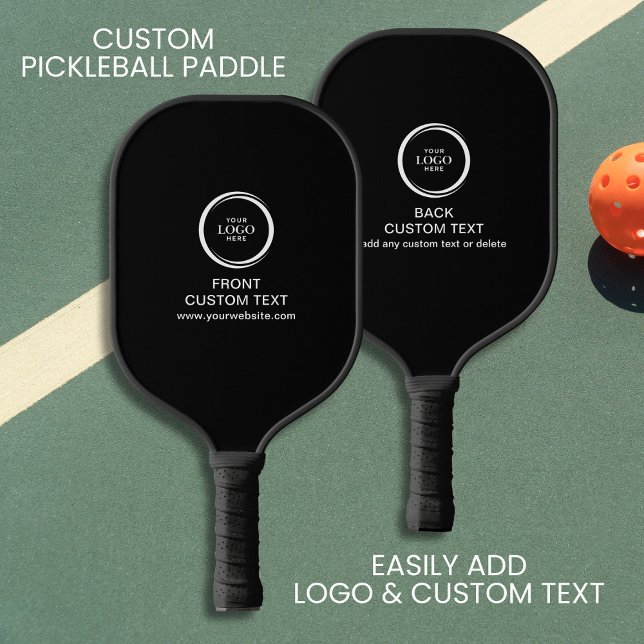 Custom Company Business Logo And Text Simple Black Pickleball Paddle (Creator Uploaded)