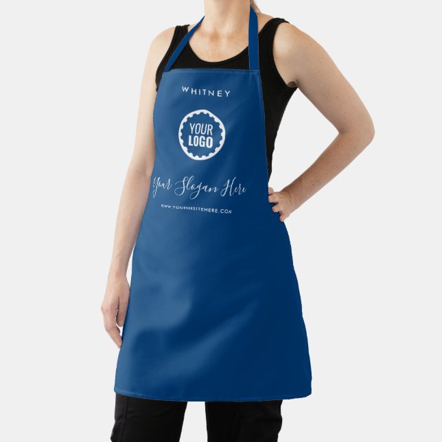 Custom Company Business Logo Brand Navy Blue Apron (Insitu)