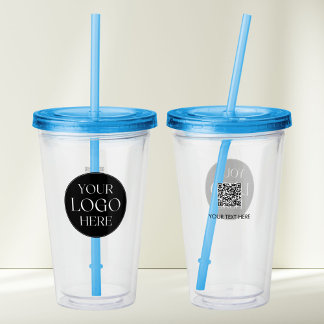Custom Company Business Logo Branded QR Code Acrylic Tumbler