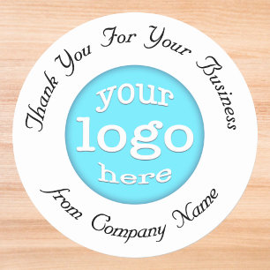 Custom Company Business Logo Elegant Thank You Classic Round Sticker