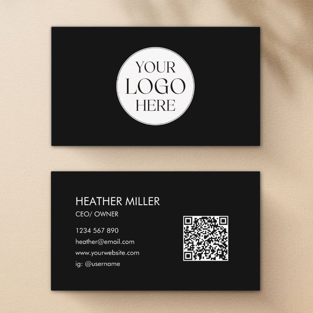 Custom Company Business Logo Minimalist QR Code Card (Front and Back)