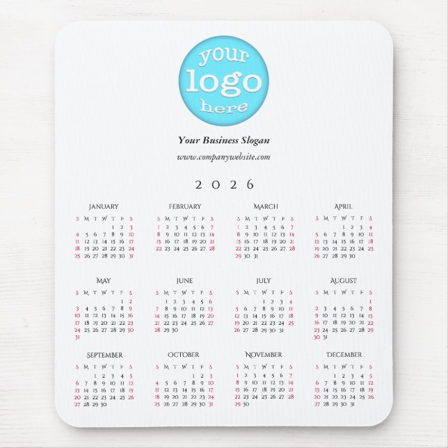 Custom Company Business Logo Office 2026 Calendar Mouse Pad (Front)