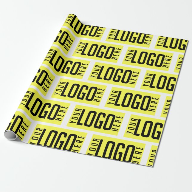 Custom Company Business Logo on White Wrapping Paper (Unrolled)