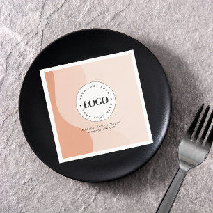 Custom Company Business Logo Peach Boho Waves Napkin